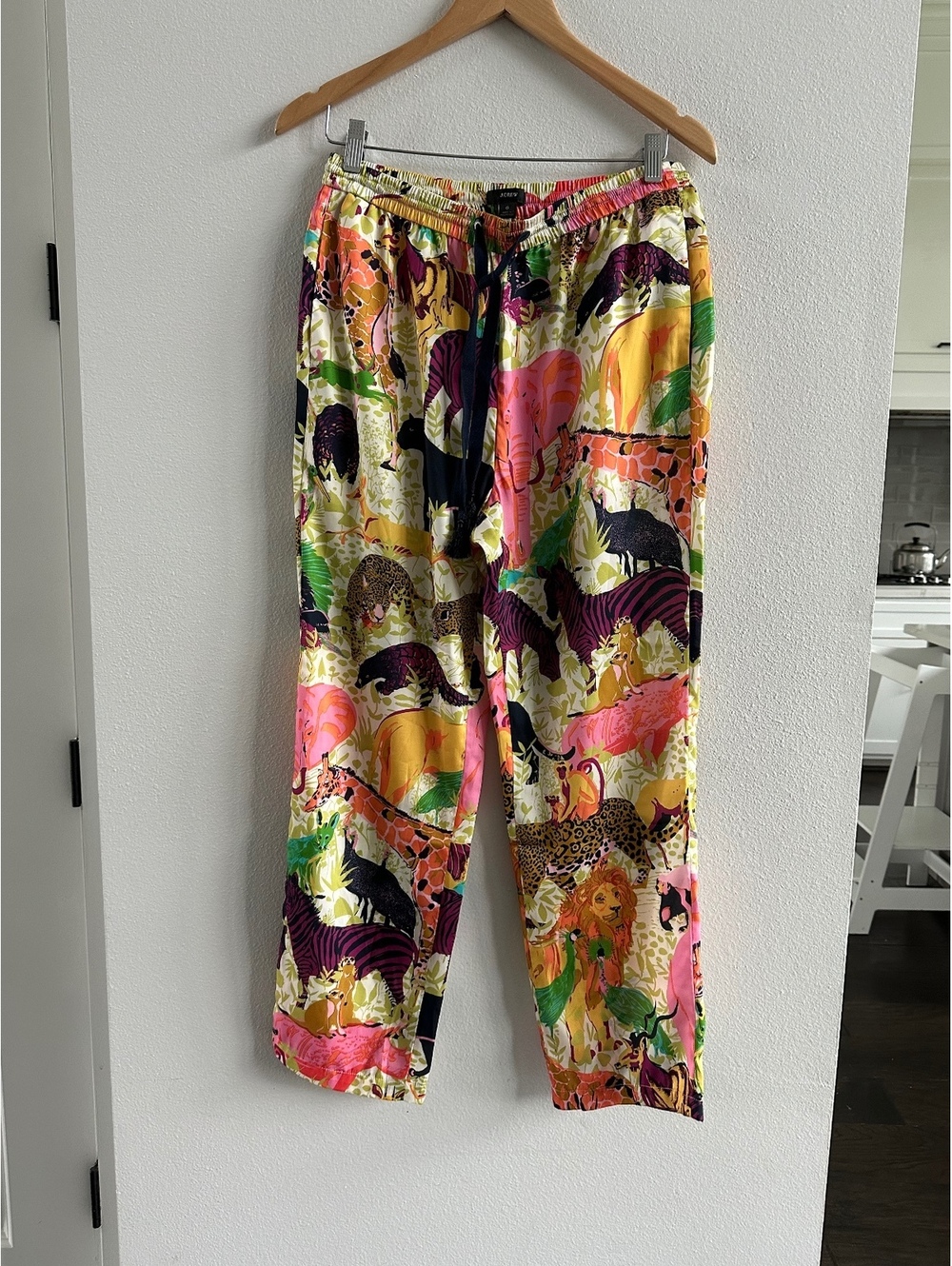 J. Crew Multicolor Safari Print Drawstring Pants Size 6
